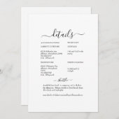 Wit Bloemen Swash Wit Bruiloft Detail Kaart (Voorkant / Achterkant)