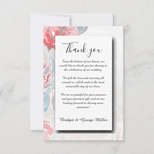 wit Bloemen waterverf wildflower roos bruiloft Bedankkaart (Voorkant)