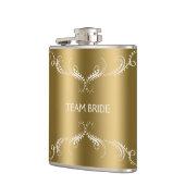 Wit Bloemen wervelt Lijst over goud Heupfles (Links)