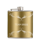 Wit Bloemen wervelt Lijst over goud Heupfles (Voorkant)