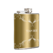 Wit Bloemen wervelt Lijst over goud Heupfles (Rechts)