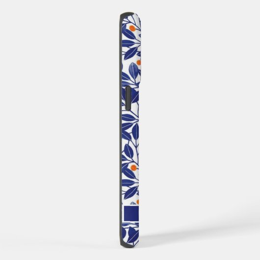  wit bloemenblauw blad bloemen iPhone hoesje (Rechterkant)