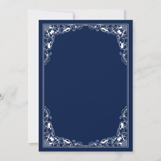 Wit Bloemenblauw Lijst Islamitisch Moslim Bruiloft Kaart (Achterkant)