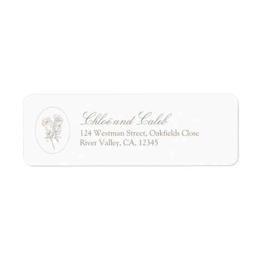 Wit | Bloemendecoratie Retouradreslabel met Script Etiket (Voorkant)