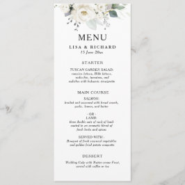 wit bloemengroen bruiloft menu