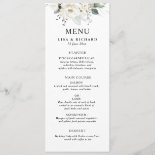 wit bloemengroen bruiloft menu