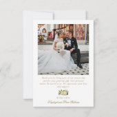  wit bloemenkatholiek bruiloft foto bedankkaart (Achterkant)