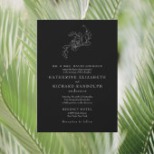 wit bloemenoverzicht zwart bruiloft kaart