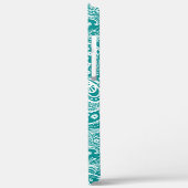 Wit bloemenpaisley patroon op turquoise Case-Mate iPhone case (Achterkant / Links)