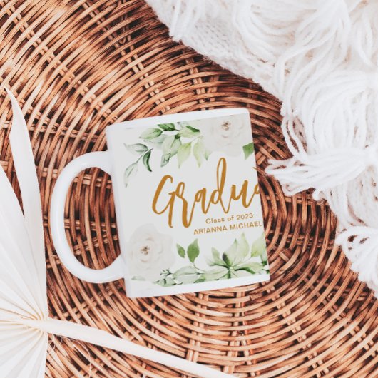 wit bloemenschrift Afstuderen 2024 tweezijdig Grote Koffiekop