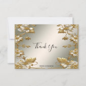 Wit Bloemgoud Dank u kaart (Voorkant)