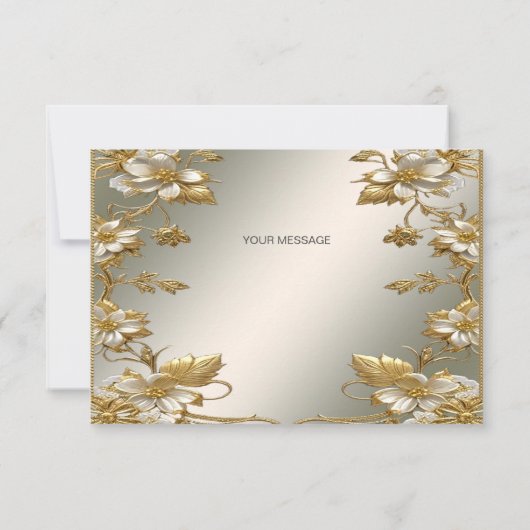 Wit Bloemgoud  Dank u kaart (Achterkant)