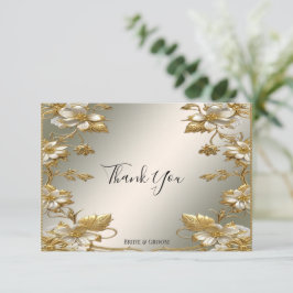 Wit Bloemgoud Dank u kaart