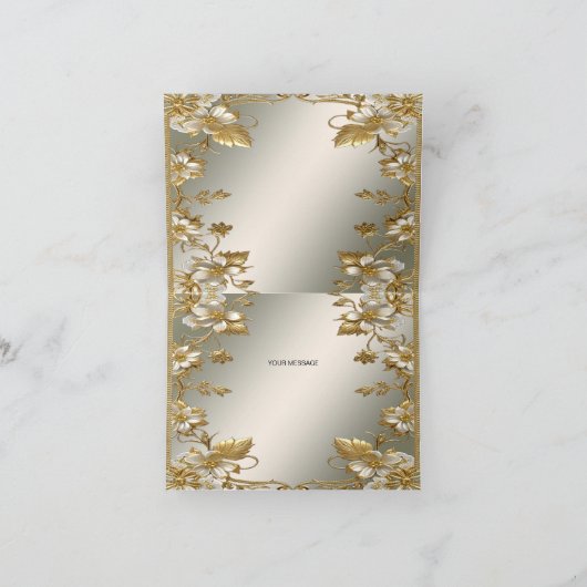 Wit Bloemgoud  Dank u kaart (Binnen)