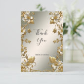 Wit Bloemgoud  Dank u kaart (Staand voorkant)