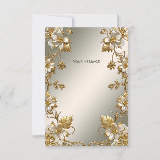 Wit Bloemgoud  Dank u kaart (Achterkant)