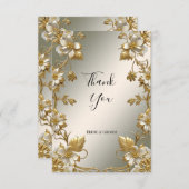 Wit Bloemgoud  Dank u kaart (Voorkant / Achterkant)