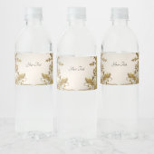 Wit Bloemgoud  Water Fles Label Waterfles Etiket (Flessen)