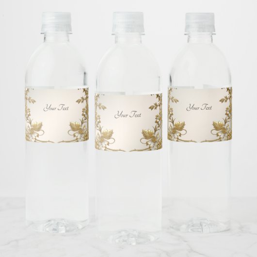 Wit Bloemgoud Water Fles Label Waterfles Etiket (Flessen)