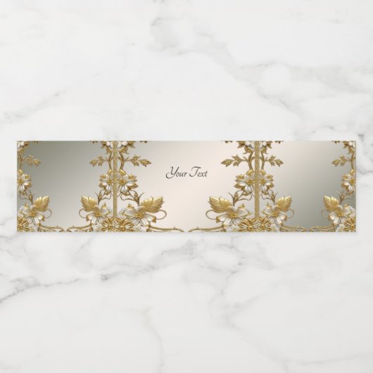 Wit Bloemgoud  Water Fles Label Waterfles Etiket (Enkel label)