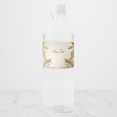 Wit Bloemgoud Water Fles Label Waterfles Etiket (Voorkant)