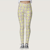  wit bloemig Bord bloeipatroon Leggings (Voorkant)