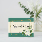 wit bloemig elegant geometrisch frameBedankt Briefkaart (Staand voorkant)