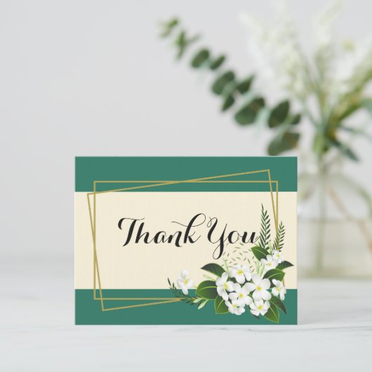 wit bloemig elegant geometrisch frameBedankt Briefkaart (Staand voorkant)