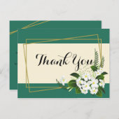 wit bloemig elegant geometrisch frameBedankt Briefkaart (Voorkant / Achterkant)