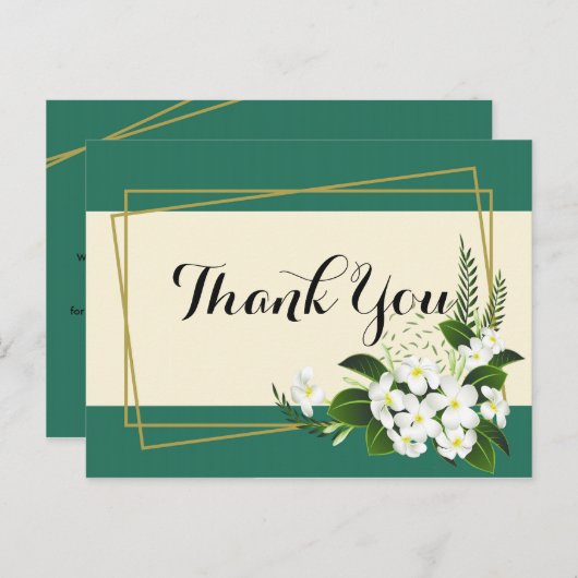 wit bloemig elegant geometrisch frameBedankt Briefkaart (Voorkant / Achterkant)
