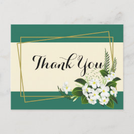 wit bloemig elegant geometrisch frameBedankt Briefkaart