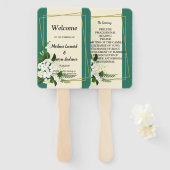 wit bloemig elegant geometrisch frameWedding Progr Handwaaier (Voorkant en achterkant)