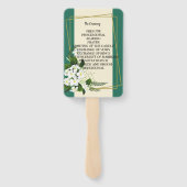 wit bloemig elegant geometrisch frameWedding Progr Handwaaier (Achterkant)