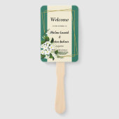 wit bloemig elegant geometrisch frameWedding Progr Handwaaier (Voorkant)