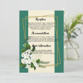 Wit Bloemig Elegant Geometrisch Framweddingprogram Kaart (Staand voorkant)