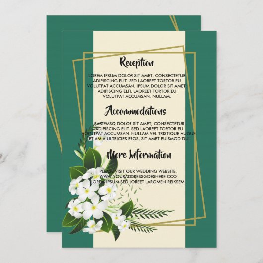 Wit Bloemig Elegant Geometrisch Framweddingprogram Kaart (Voorkant / Achterkant)