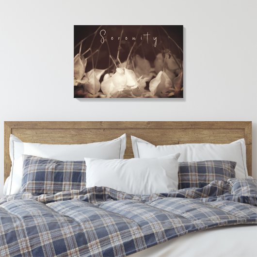 wit bloemig gespannen canvas print (Insitu (Slaapkamer))
