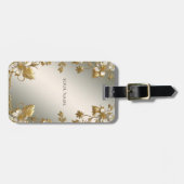 Wit Bloemig Goud  Bagagelabel (Voorkant horizontaal)
