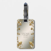 Wit Bloemig Goud  Bagagelabel (Achterkant verticaal)
