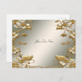 Wit Bloemig Goud  Briefkaart (Voorkant / Achterkant)