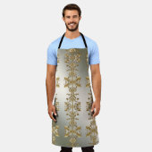 Wit Bloemig Goud Schort (Gedragen)