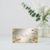 Wit Bloemig Goud  Visitekaartje (Staand voorkant)