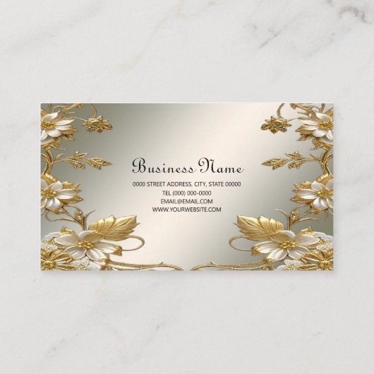 Wit Bloemig Goud  Visitekaartje (Achterkant)
