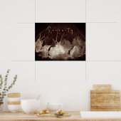  wit bloemig Poster (Keuken)