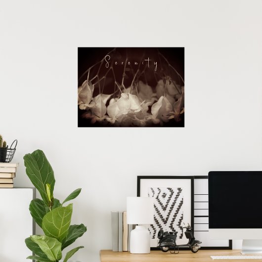 wit bloemig Poster (Thuiskantoor)