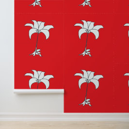 Wit bloemig rood behang