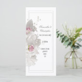Wit bloemig roze roos kerk bruiloft programma programmakaart (Staand voorkant)