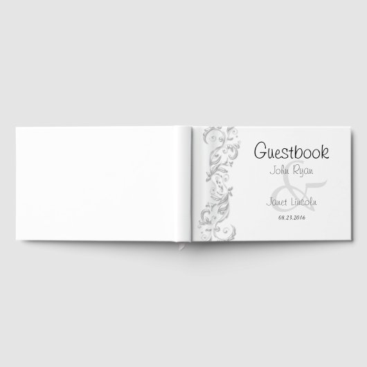 Wit bloemig sierlijk gastenboek (Volledig)