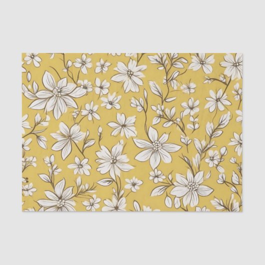 Wit bloemmotief Elegant Tissuepapier (Voorkant)