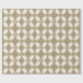 Wit bloemmotief gouden sierlijk inpakpapier (Vlak)